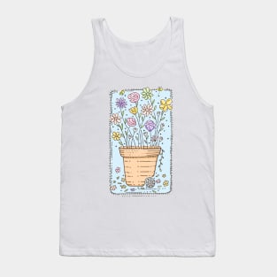 Blooming Flower Dust Bean Hand Drawn Illustration Tank Top